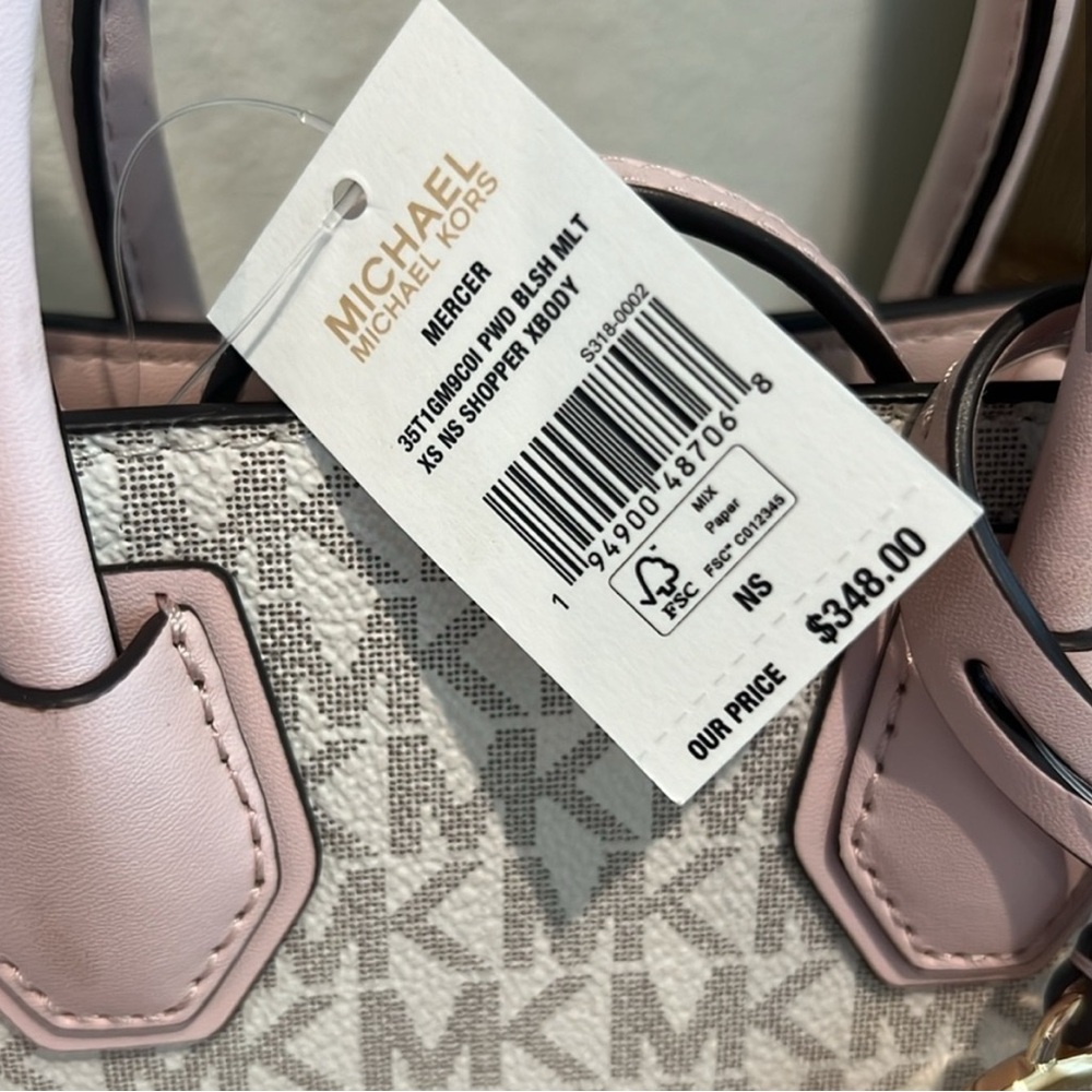 NWT Micheal Kors Mercer Blush Pink Nano Mini extra small bag - Picture 3 of 3